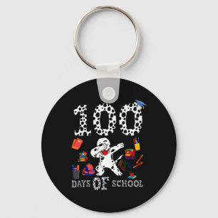 100 Days Smarter Of School Dabbing Dalmatian Dog T Key Ring