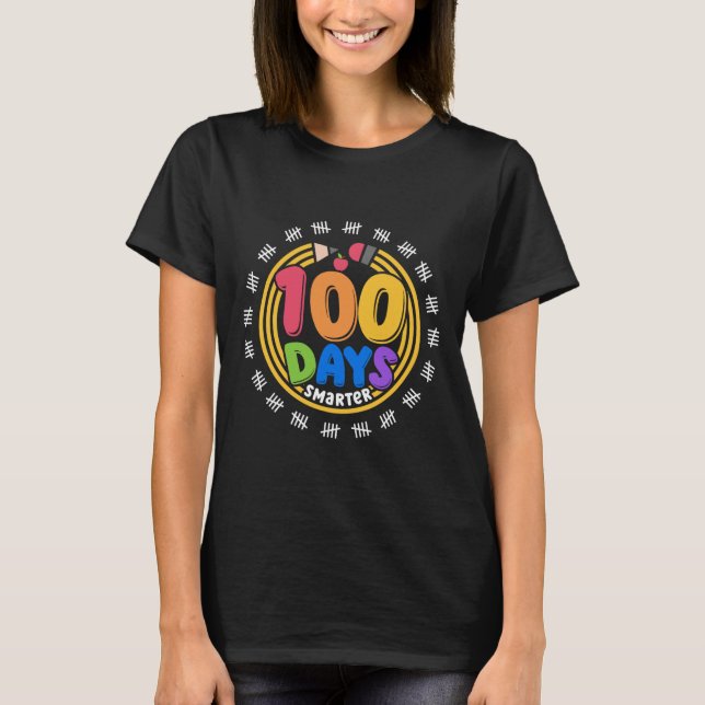 100 Days Smarter Pencil 100th Day Of School Girls  T-Shirt (Front)
