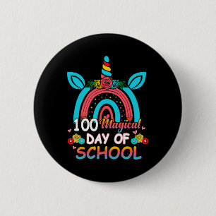 100 Days Smarter Rainbow Unicorn 100th Day Of Scho 6 Cm Round Badge