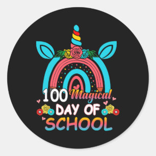 100 Days Smarter Rainbow Unicorn 100th Day Of Scho Classic Round Sticker