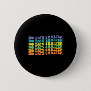 100 Days Smarter Retro Groovy Happy 100th Day Of S 6 Cm Round Badge