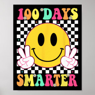 100 Days Smarter Retro Smile Teacher Kids 100 Days Poster