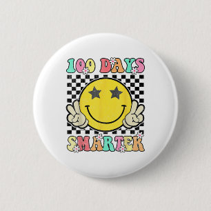 100 Days Smarter Smile Face 100th Day Of School 6 Cm Round Badge