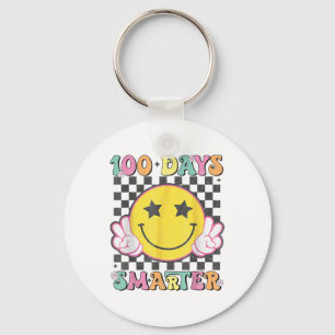 100 Days Smarter Smile Face 100th Day Of School Key Ring