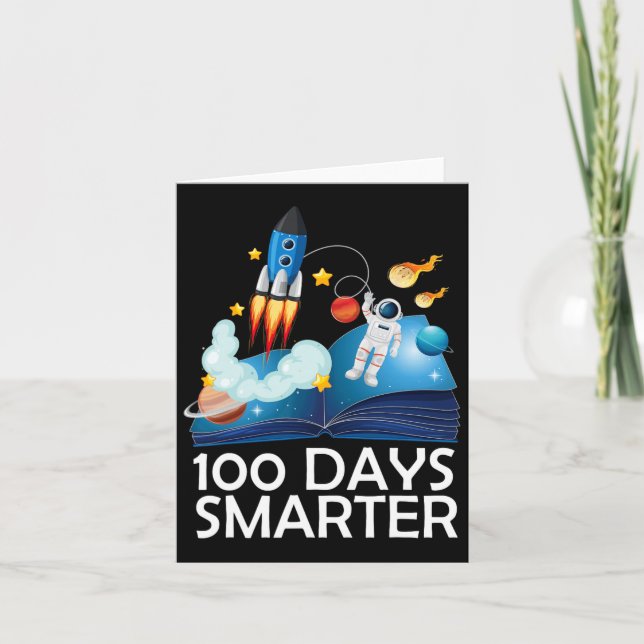 100 Days Smarter Space Astronaut 100th Day School  Card (Front)