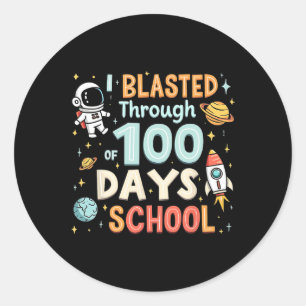 100 Days Smarter Space Astronaut 100th Day School  Classic Round Sticker