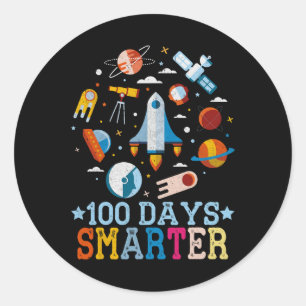 100 Days Smarter Space Astronaut  Classic Round Sticker