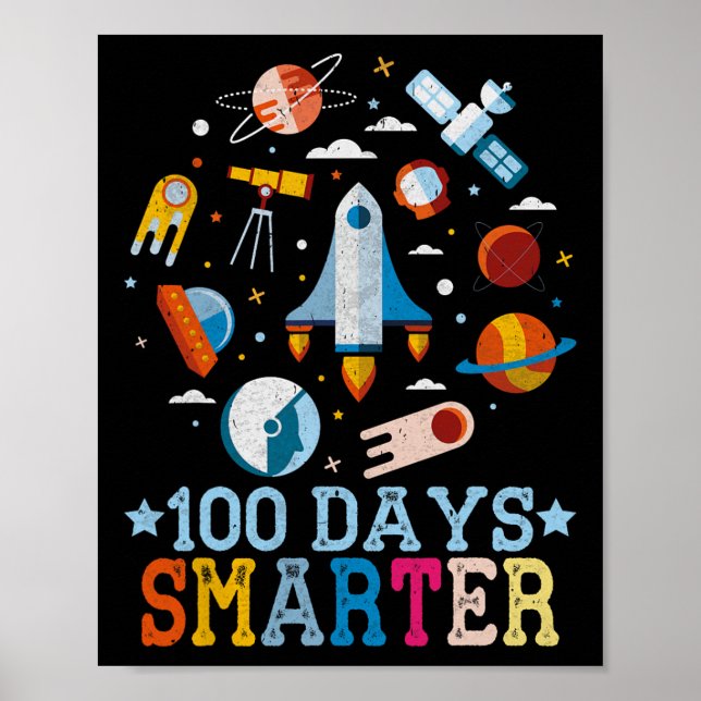 100 Days Smarter Space Astronaut  Poster (Front)