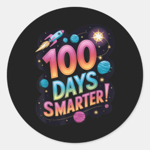 100 Days Smarter Space-themed School Celebration K Classic Round Sticker