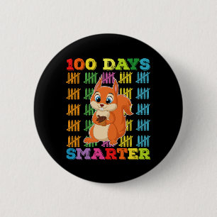 100 Days Smarter Squirrel 100th Day Of School 6 Cm Round Badge