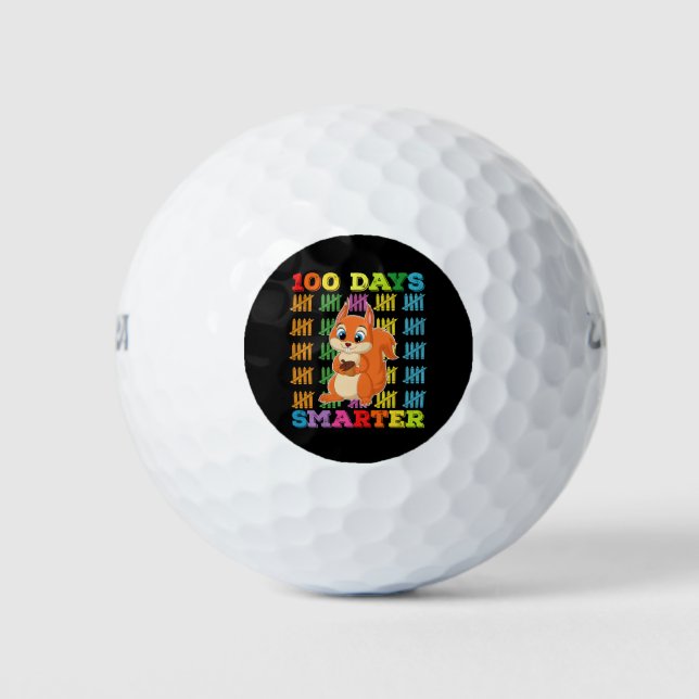 100 Days Smarter Squirrel 100th Day Of School Golf Balls (Front)