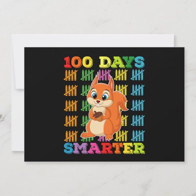 100 Days Smarter Squirrel 100th Day Of School Invitation (Front)