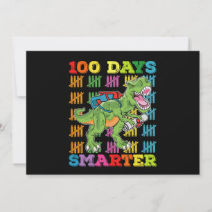 100 Days Smarter T Rex Dinosaur 100th Day School Invitation