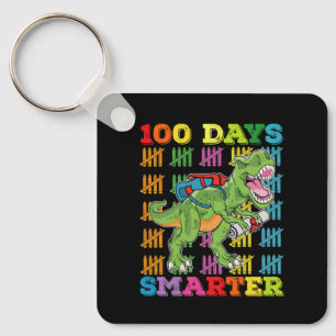 100 Days Smarter T Rex Dinosaur 100th Day School Key Ring