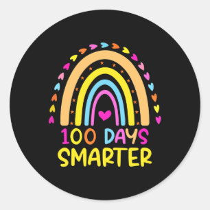 100 Days Smarter Teacher 100th Day Of School Rainb Classic Round Sticker