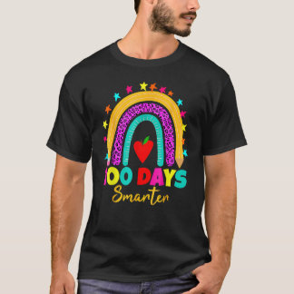 100 Days Smarter Teacher 100th Day Of School Rainb T-Shirt