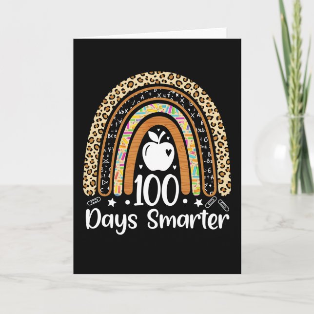 100 Days Smarter Teacher Rainbow Classroom School Card (Front)