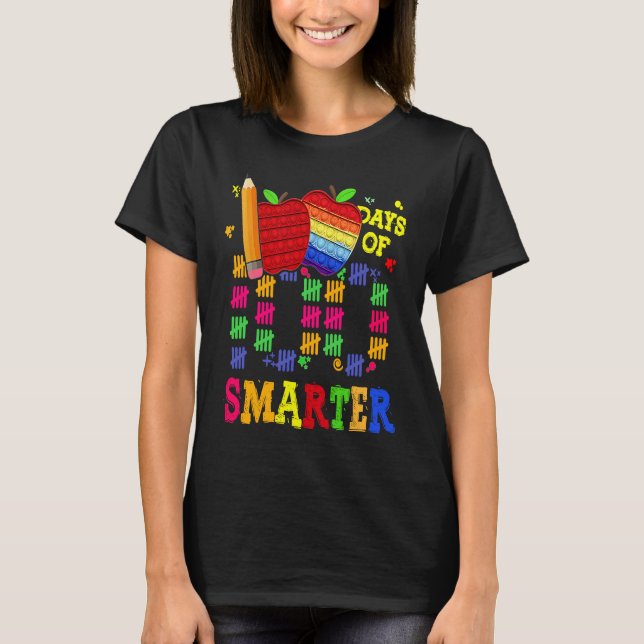 100 Days Smarter Teacher Student Happy 100th Day O T-Shirt (Front)