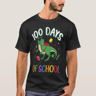 100 Days Smarter Teachers Kids Dinosaur 100th Day  T-Shirt