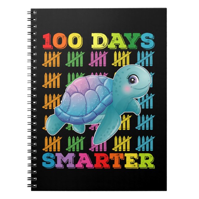 100 Days Smarter Turtle 100th Day Of School Notebook (Front)