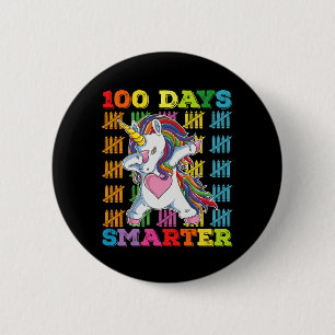 100 Days Smarter Unicorn 100th Day Of School 6 Cm Round Badge
