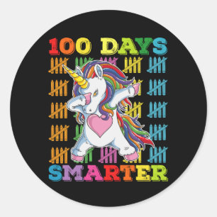 100 Days Smarter Unicorn 100th Day Of School Classic Round Sticker