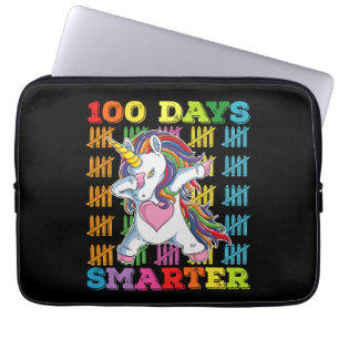 100 Days Smarter Unicorn 100th Day Of School Laptop Sleeve