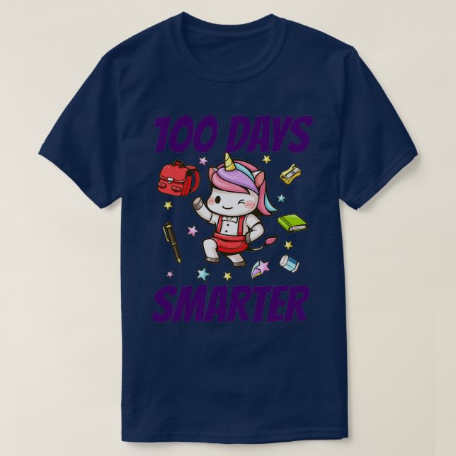 100 Days Smarter Unicorn 3 T-Shirt (Design Front)