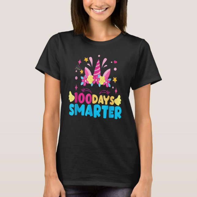100 Days Smarter Unicorn Girls Teacher 100th Day O T-Shirt (Front)