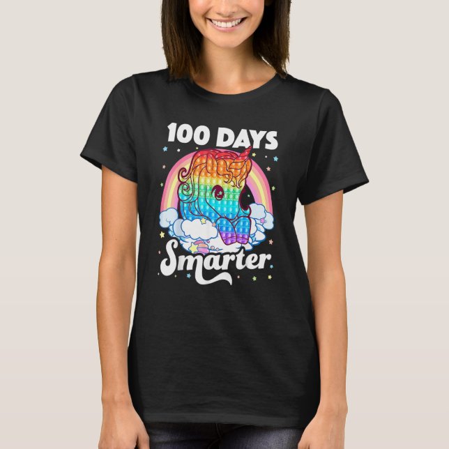 100 Days Smarter Unicorn Girls Teacher 100th Day O T-Shirt (Front)