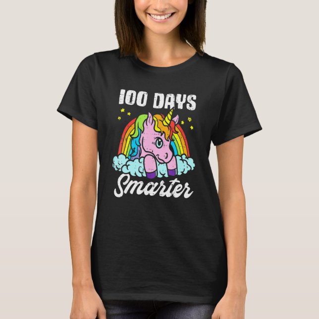 100 Days Smarter Unicorn Girls Teacher 100th Day o T-Shirt (Front)