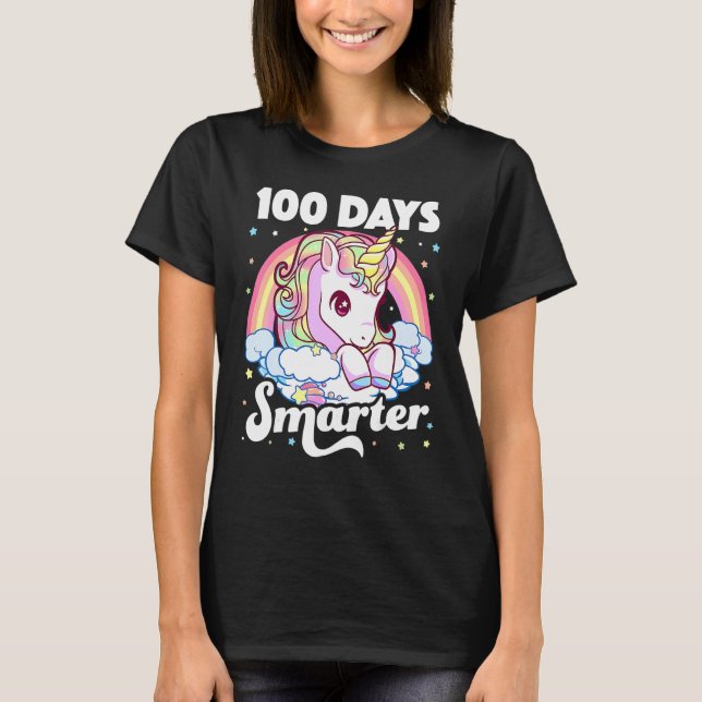 100 Days Smarter Unicorn Girls Teacher 100th Day O T-Shirt (Front)