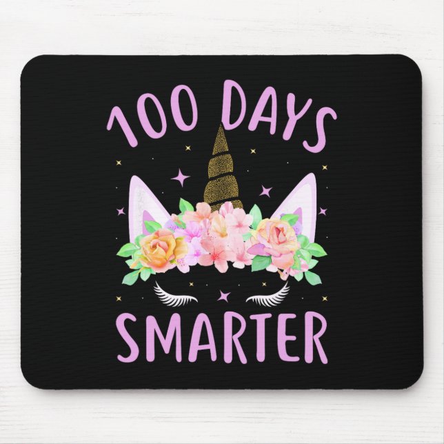 100 Days Smarter Unicorn Kids Costume 100th Day Of Mouse Mat (Front)