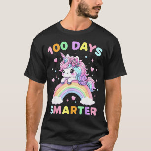 100 Days Smarter Unicorrn 100th Day Of School Kids T-Shirt