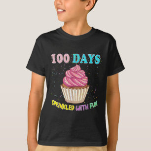 100 Days Sprinkled Fun Pink Cupcake 100th Day Of S T-Shirt