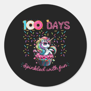 100 Days Sprinkled With Cupcake Unicorn 100th Day Classic Round Sticker
