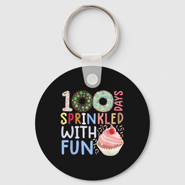 100 Days Sprinkled With Fun  Cupcake 100 days of s Key Ring (Front)