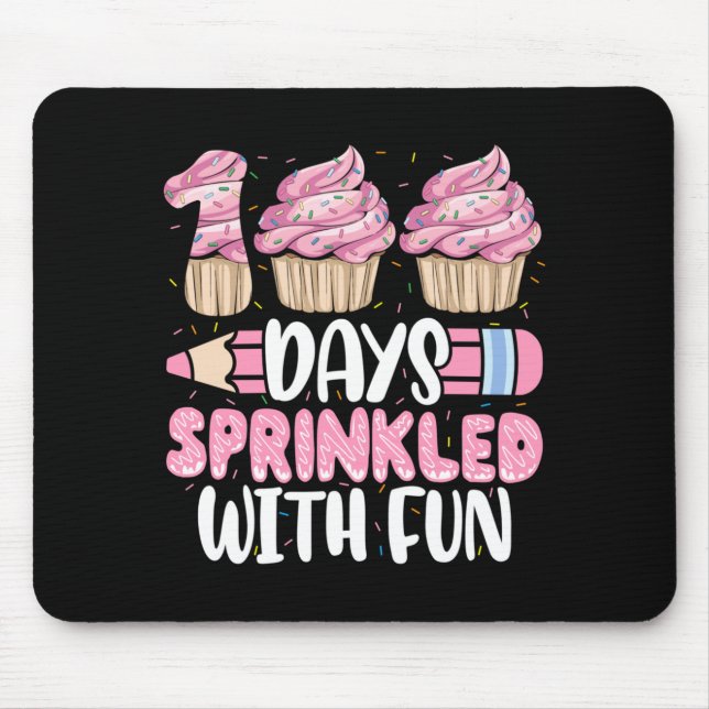 100 Days Sprinkled With Fun Cupcake 100th Day Of Mouse Mat (Front)