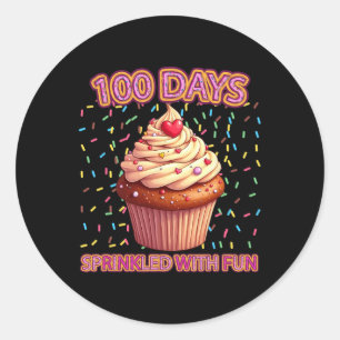 100 Days Sprinkled With Fun Cupcake 100th Day Of S Classic Round Sticker