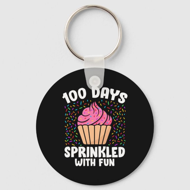 100 Days Sprinkled With Fun Cupcake 100th Day Of S Key Ring (Front)