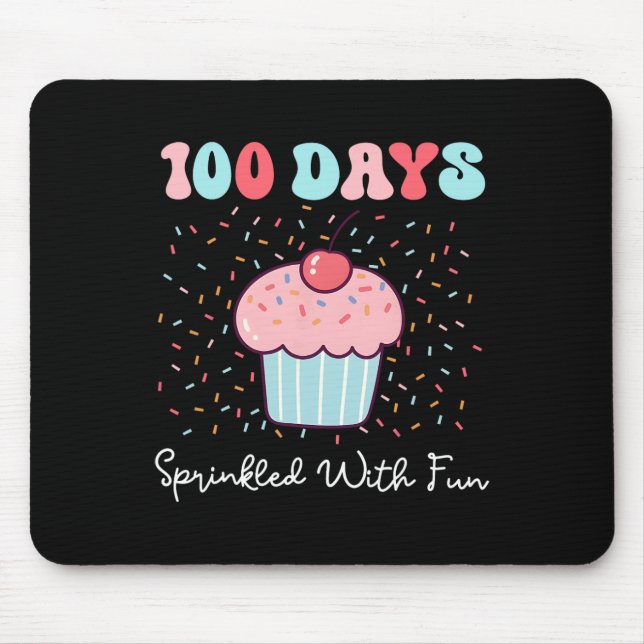 100 Days Sprinkled With Fun Cupcake 100th Day Of S Mouse Mat (Front)