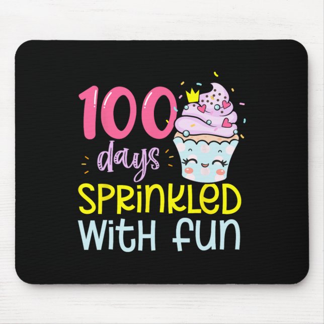 100 Days Sprinkled With Fun Cupcake 100th Day Of S Mouse Mat (Front)