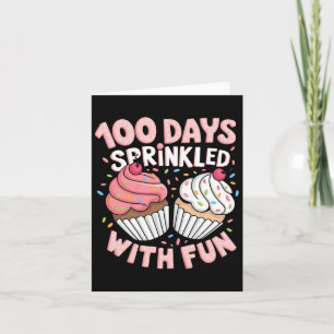 100 Days Sprinkled With Fun Cupcake Girls Happy 10 Card