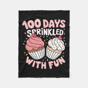 100 Days Sprinkled With Fun Cupcake Girls Happy 10 Fleece Blanket