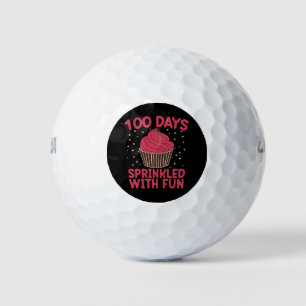 100 Days Sprinkled With Fun Cupcake School Girl  Golf Balls