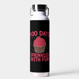100 Days Sprinkled With Fun Cupcake School Girl  Water Bottle