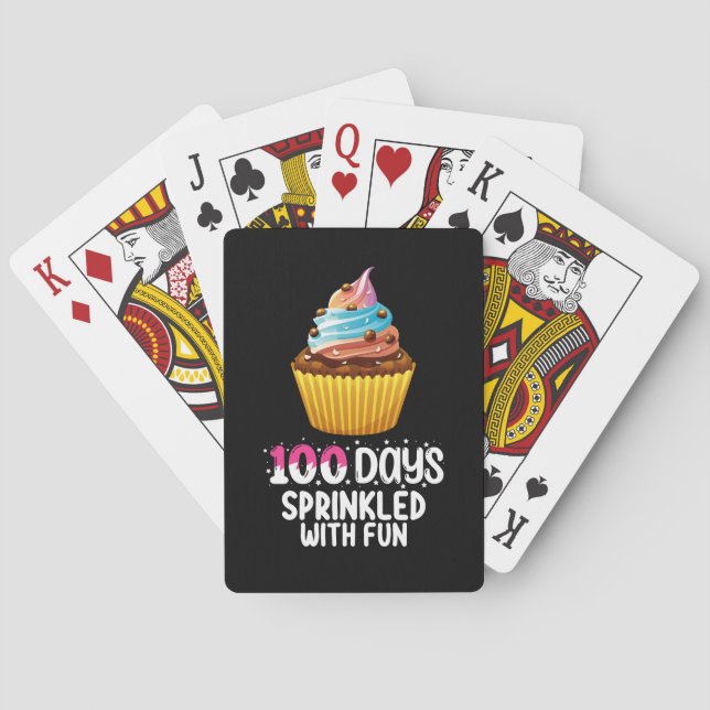 100 Days Sprinkled With Fun Cupcake School Teacher Playing Cards (Back)