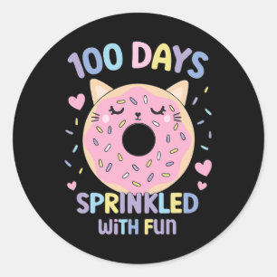 100 Days Sprinkled With Fun Doughnut 100th Day Of Classic Round Sticker
