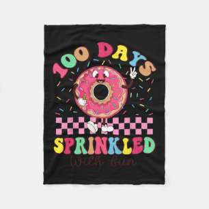 100 Days Sprinkled With Fun Doughnut 100th Day Sch Fleece Blanket