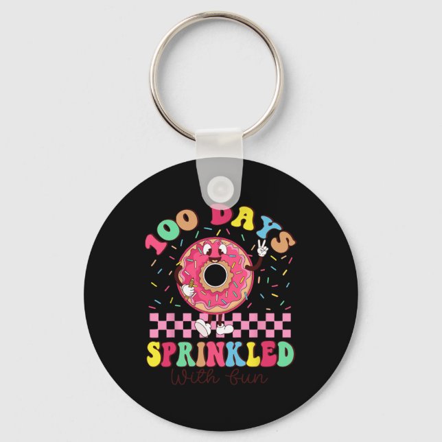 100 Days Sprinkled With Fun Doughnut 100th Day Sch Key Ring (Front)